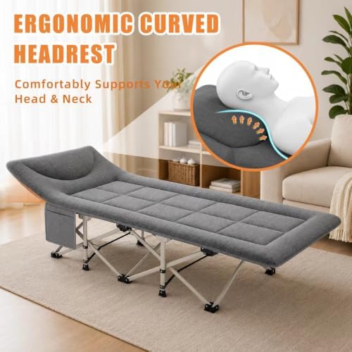 10-Leg Heavy Duty Camping Cot for Adults with Mattress - Image 3