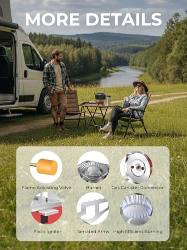 SYIPO Portable Camping Stove, Ultralight Backpacking Stove with Stable Support Wind-Resistance Camp Stove, Mini Outdoor Folding Metal Camping Gas Stove for Camping, Hiking, Cooking, ect. - Image 5