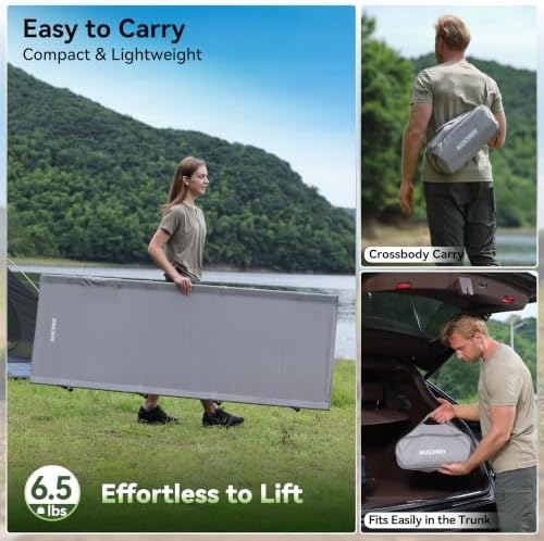 MARCHWAY Lightweight Folding Tent Camping Cot Bed with Lever Lock, Easy Setup Portable Compact for Outdoor Travel, Hunting, Hiking, Motorcycling, Support 330Lbs (Grey) - Image 6