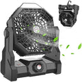 Camping Fan Rechargeable, 10400mAh Portable Battery Operated Camping Fan for Tents, Hangable USB Silent Camping Fans with LED Lantern, Suitable for Fishing, Camping, Bedroom, Workplace (Black) by Howhio