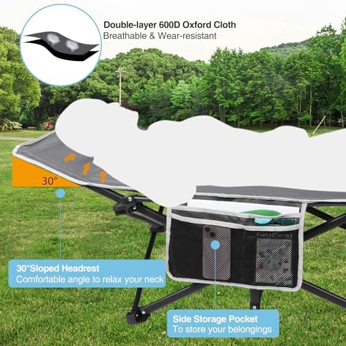REDCAMP 2 Person Oversize Camping Cots for Adults, 56'' Extra Wide Sleeping Cots Heavy Duty, XXXL Cots Portable for Outdoor Indoor Office, Grey - Image 5