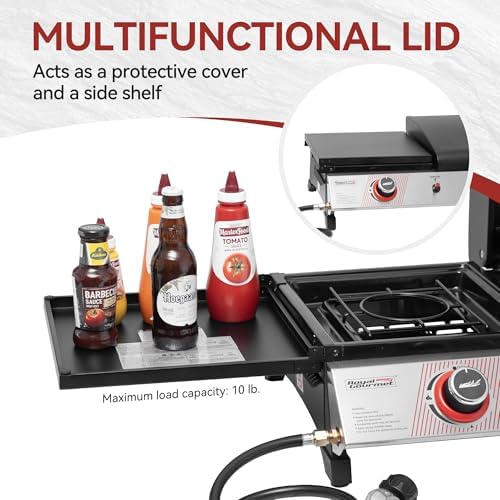 Royal Gourmet PD1305H 3-Burner Propane Gas Grill, Griddle Combo with Lid - Image 4