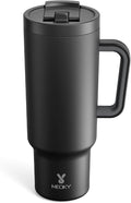 Meoky 40 oz Tumbler with Handle and Flip Straw, 100% Leakproof Tumbler with Lid and Straw, Stainless Steel Insulated Cup, Cupholder Friendly, Keeps Cold for 34 Hours (Night) by MEOKY