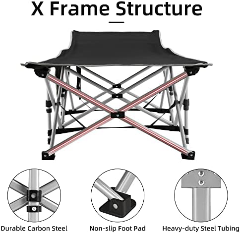 Fragess Portable Camping Cot, Sleeping Cot for Adult, 28" Extra Wide Heavy Duty Folding Cot Max Load 600LBS with Thick Mattress, Portable Camping Bed for Camp Outdoor/Office, Home Nap (Blue) - Image 3