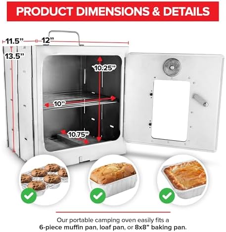 Modern Innovations Portable Camping Oven, Folding Camping Stove for Baking Cinnamon Rolls, Breads, and Muffins, Outdoor Portable Oven for Use with Wood Burning Fire, Propane Stoves, Campers, and More - Image 2