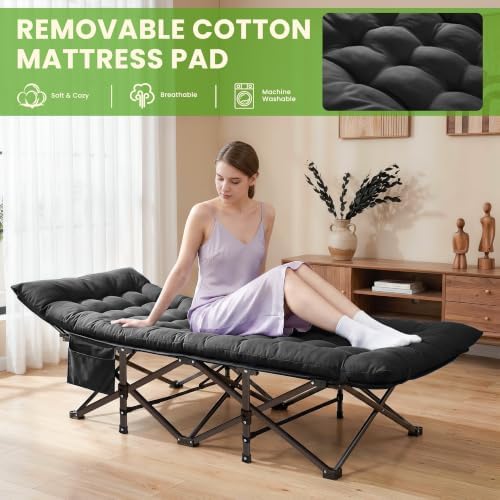 Camping Cot, Folding Camp Cot for Adults, Portable Outdoor Cot with Carry Bag & Mattress,Compact Bed for Travel,Guest,Home Office Nap - Image 5