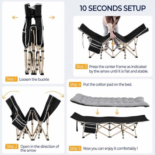 Yaheetech Folding Camping Cot Heavy Duty with Thick Mat & Carry Bag - Image 5
