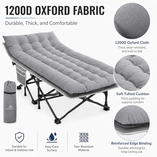 Camping cots, Oversized 32inch Width Portable Foldable Outdoor Bed for Adults Kids, Cot for Traveling Gear Supplier, Office Nap,Support 900 lbs-with Sleeping Pad Mattress - Image 5
