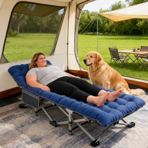 DoCred Oversized XXL Folding Camping Cot with Mattress, 2 Pack 32" Wide Cot - Image 2