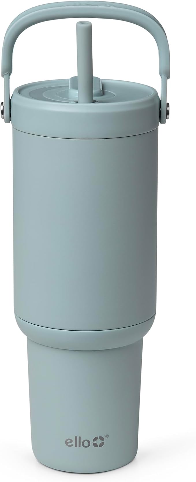 Ello Oasis Go+ 32oz Tumbler with Top Handle and Retracting Straw | Reusable Insulated Stainless Steel Cup, 100% Leakproof Water Bottle, 24 Hours Cold, Cup Holder Friendly For Travel | Salt Water by Ello