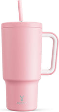 Meoky 30 oz Tumbler with Handle, Tumbler with Lid and Straw, Insulated Stainless Steel Travel Mug, 100% Leak-proof, Cupholder Friendly, Keeps Cold for 24 Hours or Hot for 8 Hours (Blush) by MEOKY