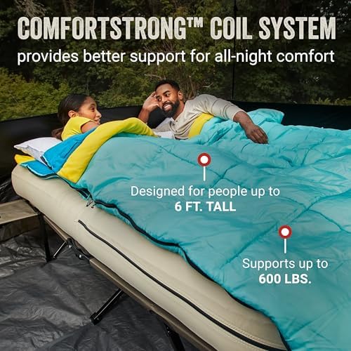 Coleman Queen-Size Airbed Cot Combination, Folding Air Mattress with Steel Frame & Side Table, Battery Pump Included, Great for Camping, Lounging, Elevated Sleeping, Guests, & More - Image 5
