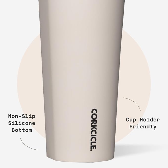 Corkcicle Cold Cup Insulated Tumbler with Straw - Keeps Drinks Cold for 12 Hours - Triple-Insulated Stainless Steel - Leak-Resistant Lid - Summer Drinkware Gift - 24 oz - Latte - Image 5