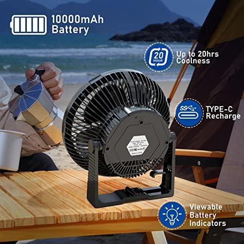 MORECORE Portable Camping Fan with LED Lantern, 8'' Rechargeable Tent Fan - Image 6