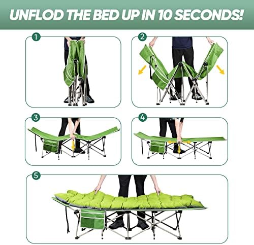 Portable Camping Cot with Mattress, Sleeping Bed,Single Lounge Chaise - Image 5