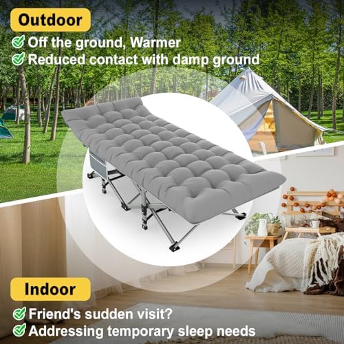 Slendor Folding Camping Cot with Mattress, 500lbs Max Load - Image 5