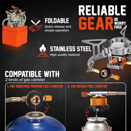 Smokey Camp Camping Cookware Mess Kit Set with Stove - Backpacking Camping Pots and Pans Set, All in One Non-Stick Camping Cooking Set, Portable Stove, Hiking, Picnic, Outdoor & Camping Cookware Set - Image 5
