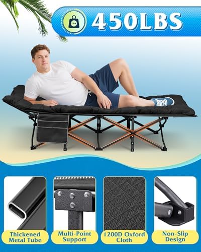 WLIVE Folding 1200D Oxford Camping Cots with Mattress for Adults Sleeping - Image 3