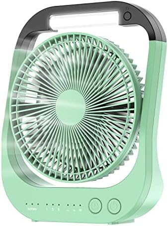 ATEngeus USB Desk Fan with 10000mAh Battery, 4 Speeds, 8“ Portable Camping Fan, 180°Rotation, LED Light, Timer, for Camping, Travel, Office and Home Use by ATEngeus