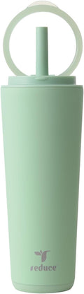 REDUCE Halo 24 oz Stainless Steel Vacuum Insulated Tumbler - Spill Proof Travel Mug with Flip Handle Lid - Keeps Drinks Cold for 32 Hrs - Dishwasher Safe - Cupholder Friendly - Matcha by Reduce