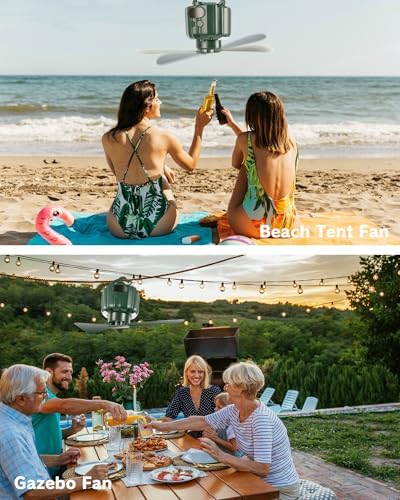 DUKUSEEK Tent Ceiling Fans for Camping, Portable Hanging Tent Fans with Light and Remote Control, USB Battery Operated Camping Fan for Canopy Tent Beach - Image 5