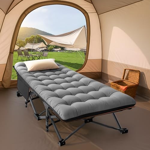 ABORON Camping Cot for Adults, 28 in Wide Folding Bed with Mattress - Image 6