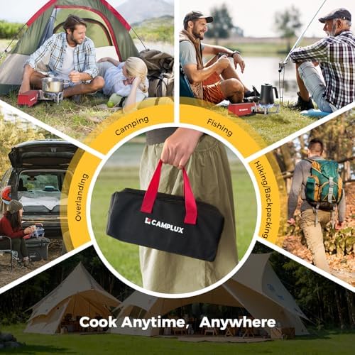 CAMPLUX FoldGo Camping Stove, 7500 BTU Portable Butane Gas Stove, Foldable Cassette Stove with Carry Bag & Adjustable Burner, CSA Certified Collapsible Butane Stove for Outdoor Cooking, Red - Image 4