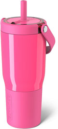 BrüMate Resa 25oz 100% Leakproof Travel Tumbler w/Handle & Straw | Flexible SoftSip Straw | Silicone Sleeve for Durability | Stainless Steel | Cup Holder & Travel Friendly Water Bottle (Neon Pink) by Br%C3%BCMate