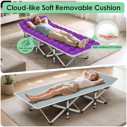 Suteck Camping Cot, Folding Camp Bed for Adults with Soft Thicker Cushion - Image 3