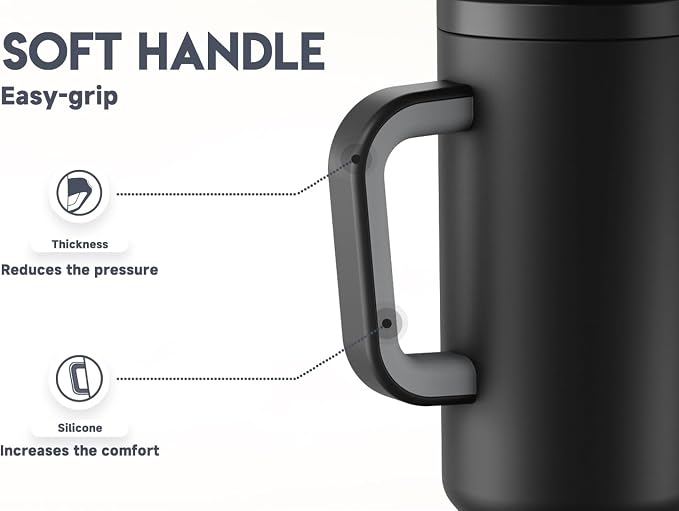 Meoky 50 oz Tumbler with Handle, Tumbler with Lid and Straw, Insulated Stainless Steel Travel Mug, 100% Leak-proof, Keeps Cold for 36 Hours or Hot for 12 Hours (Night) - Image 4