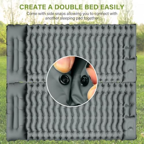 FUN PAC Ultralight Inflatable Ca Camping Sleeping Pad, Ultralight Camping Mat with Pillow Built-in Foot Pump Inflatable Sleeping Pads Compact for Camping Backpacking Hiking Traveling - Gray - Image 5