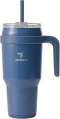 Reduce 40 oz Stainless Steel Tumbler with Handle - Dual-Wall Vacuum Insulated Travel Mug, Sweat-Proof Lid & Reusable Straw - Keeps Drinks Cold for 24 Hrs, Fits Cupholders, Dishwasher Safe-Mineral Blue by Reduce