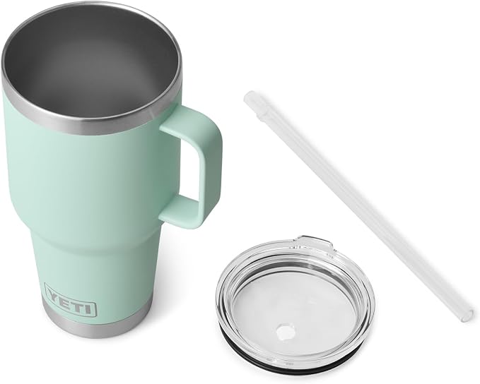 YETI Rambler 35 oz Tumbler with Handle and Straw Lid, Travel Mug Water Tumbler, Vacuum Insulated Cup with Handle, Stainless Steel, Seafoam - Image 3