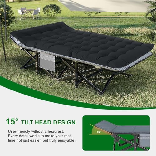 Camping Cot, 28'' Wide Sleeping Cots for Adults, Indoor & Outdoor with Pad - Image 6