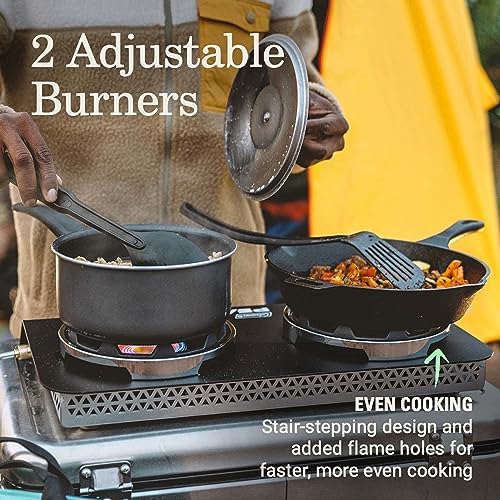 Coleman PEAK1 2-Burner Portable Camping Stove, Premium 20,000 BTUs Gas Stove with Adjustable Burners & Carry Case, Great for Camping, Tailgating, Grilling, BBQ, & More - Image 4