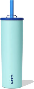 Candy Tumbler, 25 oz Insulated Stainless Steel Water Bottle, 2-in-1 Lid with Flexible Straw, BPA-Free, Cup Holder Friendly, Dishwasher Safe, Teal by LINVIA