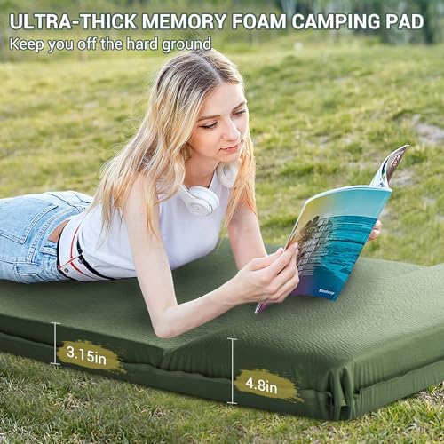 Elegear Self Inflating Sleeping Pad with Pillow 26D Memory Foam 3.15" - Image 3