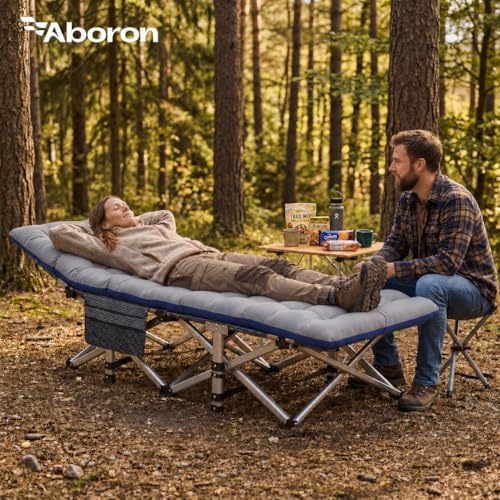 ABORON XXL Camping Cot for Adults, Oversized 78"×32" Folding Camping Bed, 900LBS Heavy Duty Outdoor Sleeping Cot with Mattress Pad, 1200D Oxford, Portable with Carry Bag - Image 7