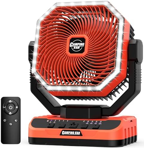 40000mAh Camping Fan with LED Light, 5-Speed Battery Fan Up to 100H Runtime by Multper