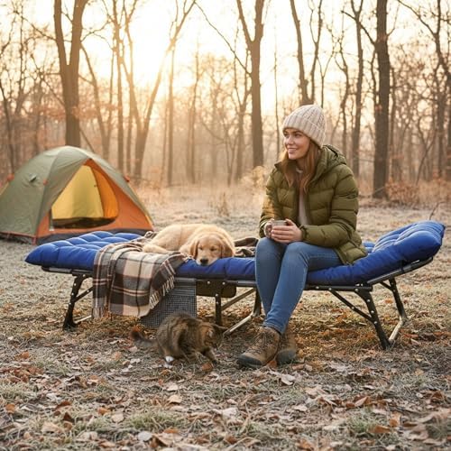ABORON Camping Cot for Adult Extra Wide, Heavy-Duty 1200D Oxford Cot for Sleeping, Portable Folding Camp Bed with Mat - Image 6