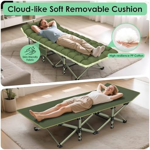 Suteck Camping Cot, Folding Camp Bed for Adults with Soft Thicker Cushion - Image 4
