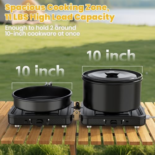 Camping Stove 2 Burner 20000 BTU, Folding Propane Stove with Carrying Bag - Image 4
