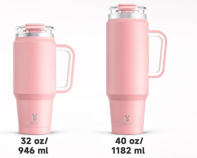 Meoky 32 oz Tumbler with Handle, Insulated Tumbler with Lid and Straw, Stainless Steel Travel Mug, Keeps Cold for 24 Hours, 100% Leak Proof, Fits in Car Cup Holder (Blush) - Image 8