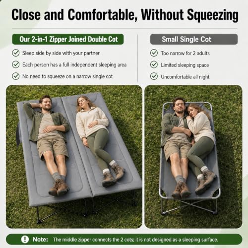 RedSwing 2 Person Camping Cot for Adults, Grey, 59" W Extra Wide - Image 2