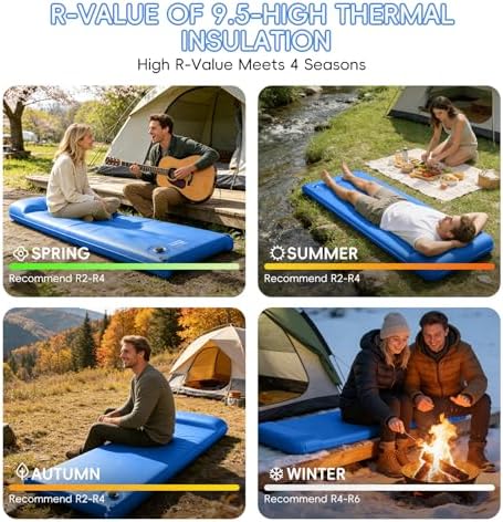 Memory Foam Camping Sleeping Pad, Foldable and Portable Self-Inflating Camping Mattress Pad, 9.5 R-Value Insulated & Quiet Sleeping Mat with Pillow, Compact for Backpacking Hiking Car Traveling Tent - Image 6