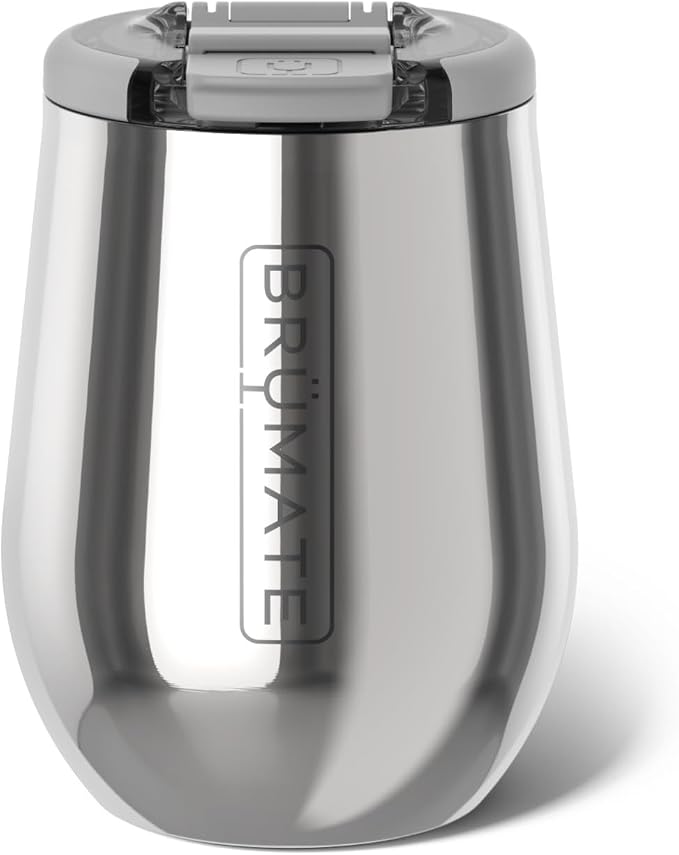 BrüMate Uncork'd 14oz 100% Leakproof Insulated Wine Tumbler | Locking Lid | Insulated Stainless Steel Wine Glass | Perfect For Travel & Outdoors | BPA-Free (Polished Stainless) by Br%C3%BCMate