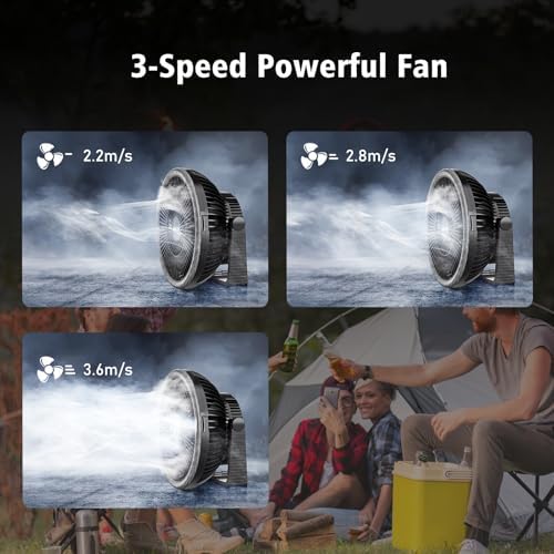 MORECORE Portable Camping Fan with LED Lantern, 8'' Rechargeable Tent Fan - Image 4