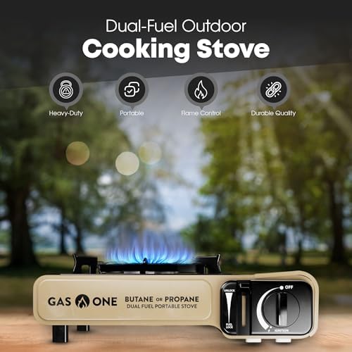 GasOne GS-3400P-KIT Propane or Butane Gas Stove with Flat Top Griddle Included – Dual Fuel Propane Grill Tent Stove Burners for Cooking for Camping, Kitchen – Diecast Aluminum with Non Stick Coating - Image 2
