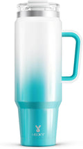Meoky 40 oz Tumbler with Handle and Straw, Insulated Tumbler with Lid and Straw, Stainless Steel Travel Mug, Keeps Cold for 34 Hours, 100% Leak Proof, Fits in Car Cup Holder (Azure) by MEOKY