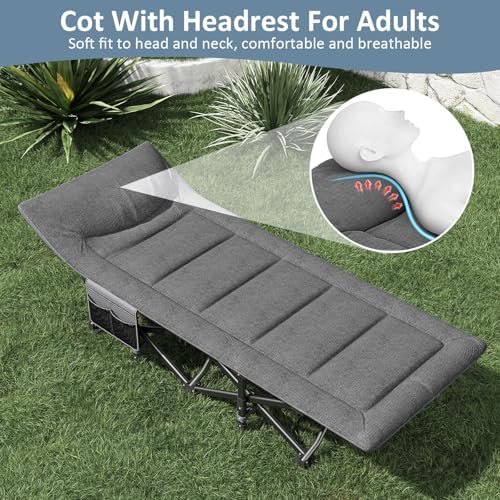 Mopaicot Camping Cot, Folding Cot Bed for Adults with Mattress and Pillow - Image 5